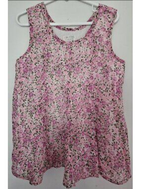 THE CHILDREN’S PLACE Lined Pink Floral Print Overlay Sleeveless Top Girls 7-8